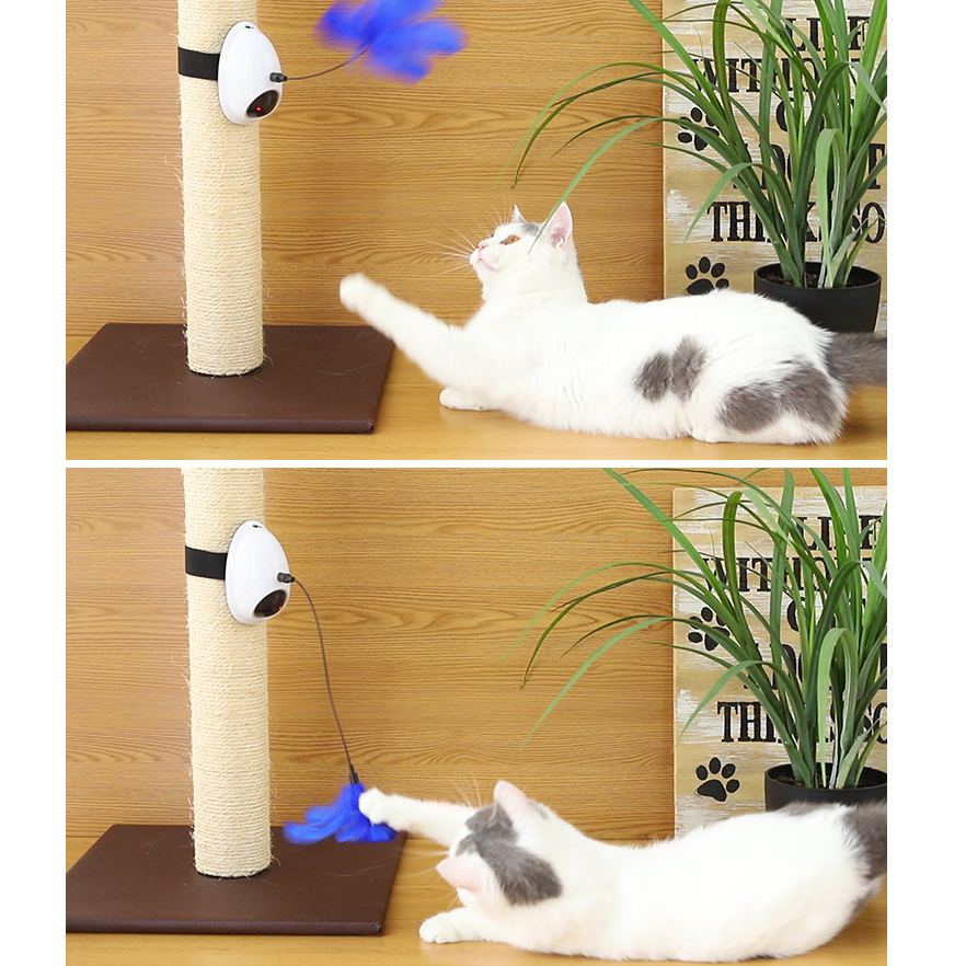 Made4Pets, прикрепленное дерево для кошек, автоматическая электрическая указка, лазерная игрушка, игрушка для кошек с перьями
