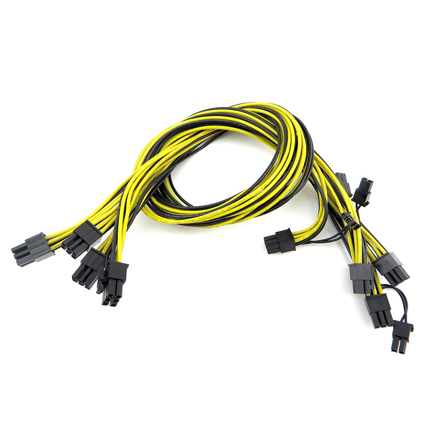 Высокое качество PCIE мужской 16awg GPU Кабель питания добыча 6 двойной 8 pin 6 Pin GPU Кабель