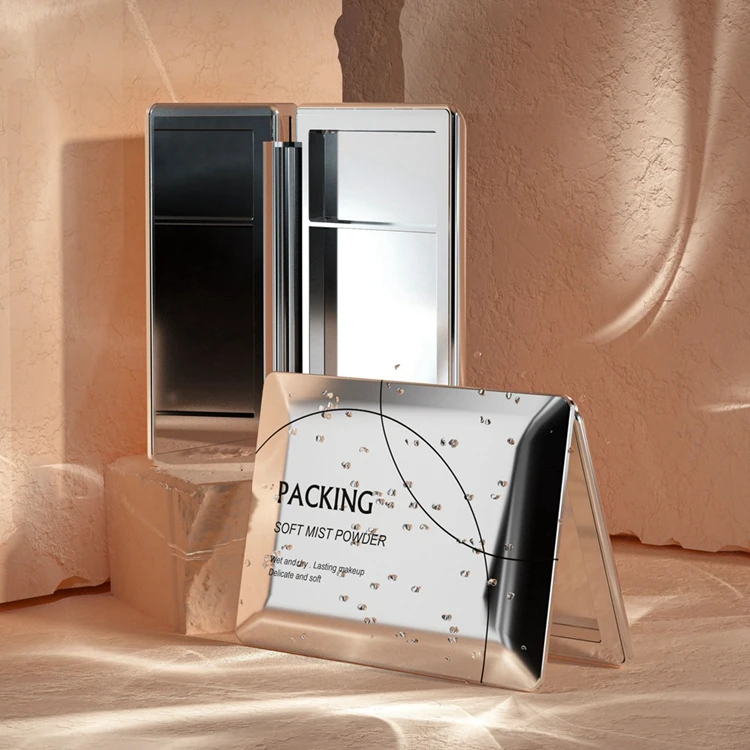 Aesthetic cosmetic packaging rectangle eyeshadow case with mirror,fashion eyeshadow case,eyeshadow palette plastic case