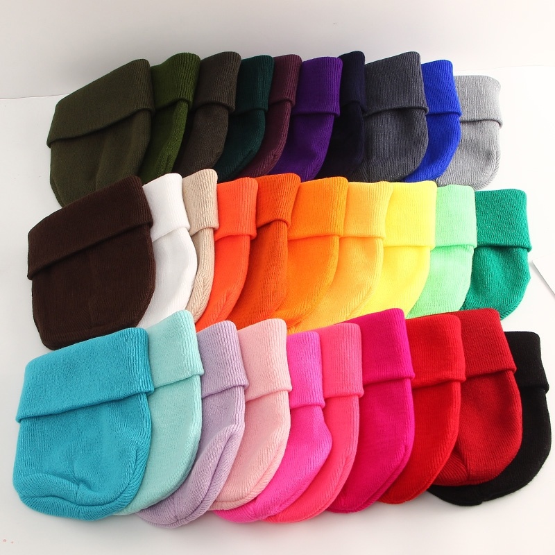 Wholesale 29 Colors Custom Skull Cap Toddler Slouch Infant Knitted Winter Kids Beanie Hat
