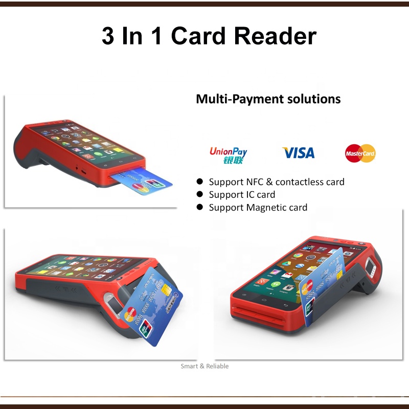 5,5 дюймов 3G/4G/WIFI NFC Сенсорный экран ручной отпечаток пальца Edc Android POS терминал с принтером HCC-Z100