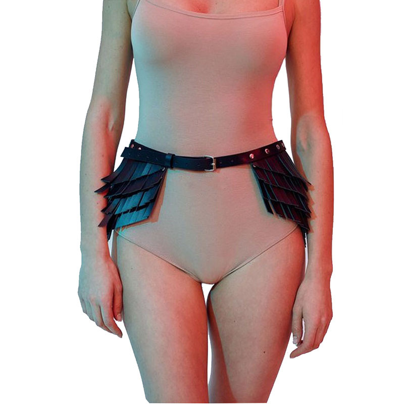 Women Fashion Punk Waist Belt With Tassels Bondage Sexy Leather body Harness Harajuku Body Cage Waist Garter belt