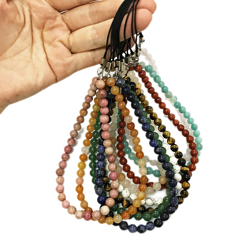 Natural Gemstone Mobile Phone Straps Custom Cheap Fashion Stone Bead Phone Straps