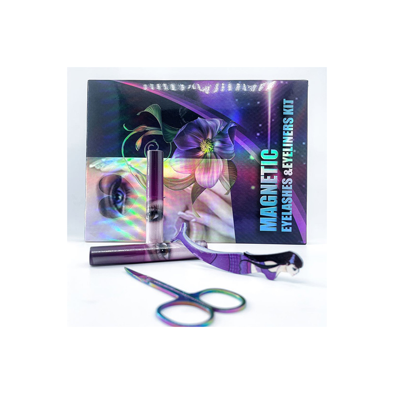 Wholesale natural long magnetic eyelashes with eyeliner set