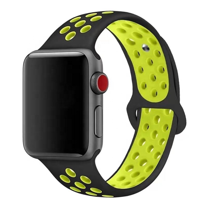 Double colors multiple hole Sport Strap For Apple Watch 44mm 40mm Rubber watch band For iwatch 1 2 3 4 5 6 7 series