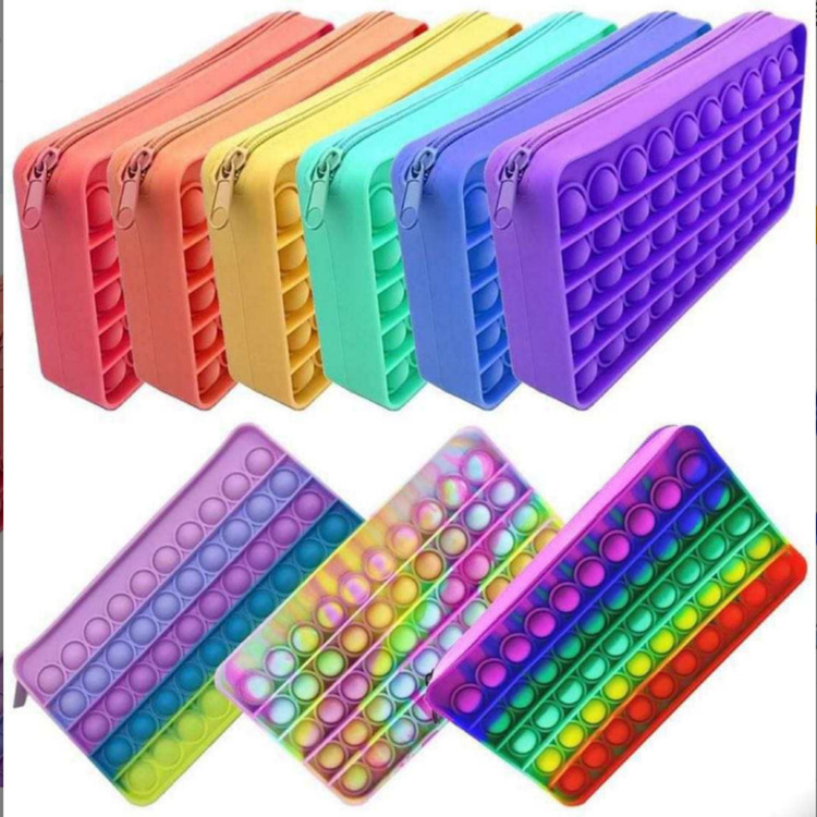 Large-capacity Stationery Storage Silicone Stress Relieve Pencil Case Fidget Toys for Kids Adult