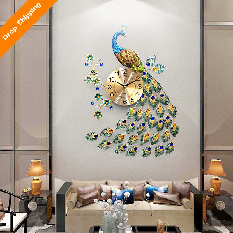 New Chinese Design Living Room Home Fashion Luxury Art Clock Atmospheric Mute Creative Phoenix Peacock Wall Clock