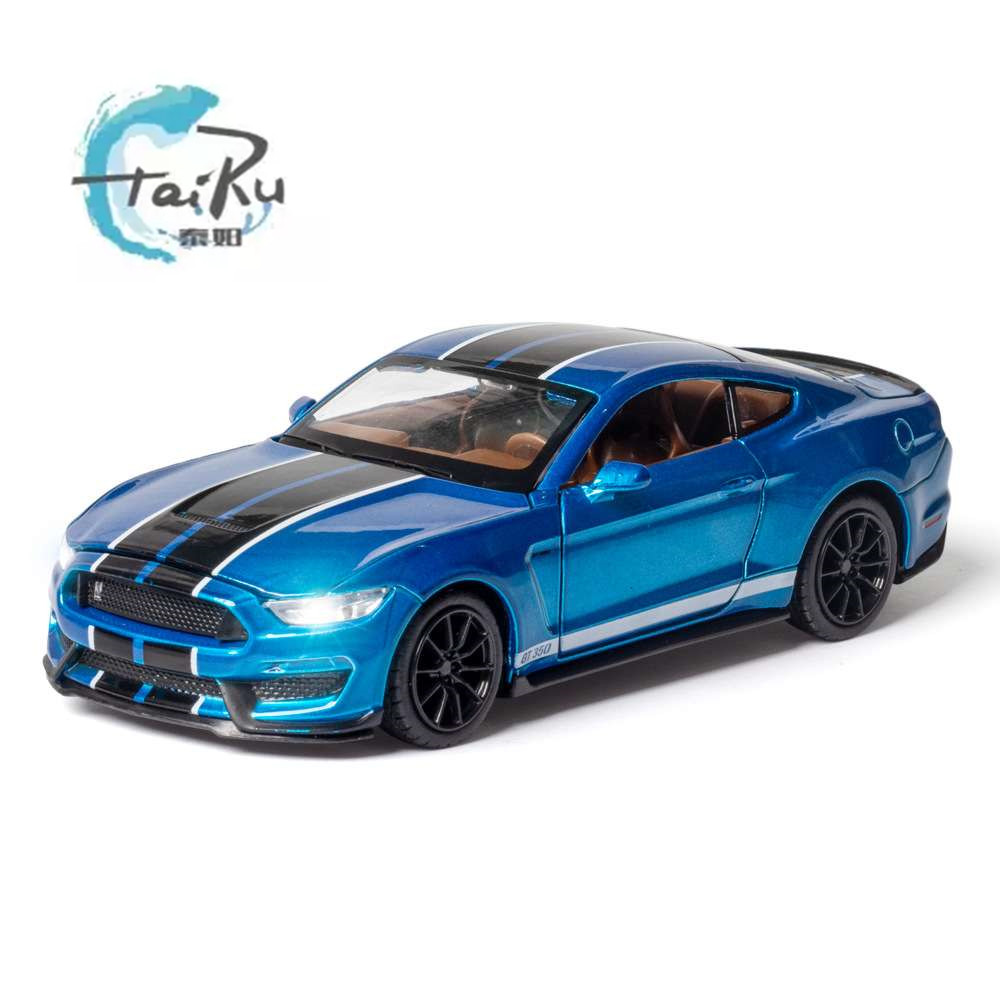 Литая Игрушечная модель автомобиля FORD MUS SHELBY GT350 1x6, металлическая модель автомобиля с открытой дверью и подсветкой