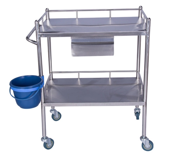 Factory price Stainless steel medical treatment cart operating instrument trolley for hospital