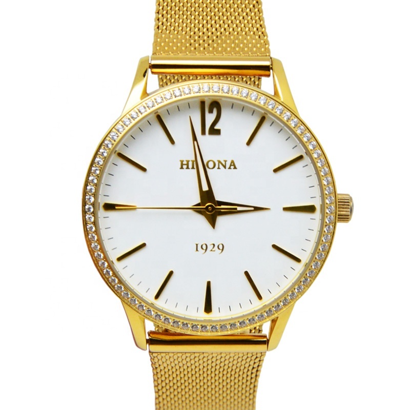 Ladies Watch Luxury Stainless Steel Mesh Band Waterproof Pass Diamond Tester Watch Customize Quartz Wrist Watch For Women