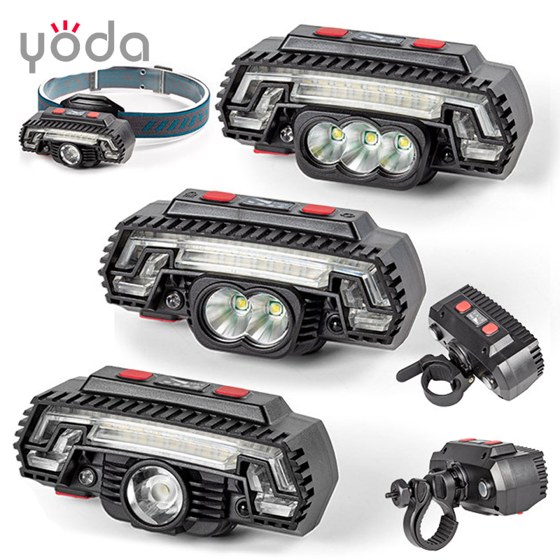 new plastic ABS type c usb rechargeable 10w multi functional headlamp work bicycle light