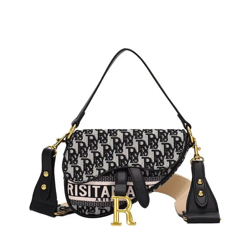Letter R logo saddle bag Hot Sell High Quality ladies small replicate saddle handbag luxury diora handbags purses for women
