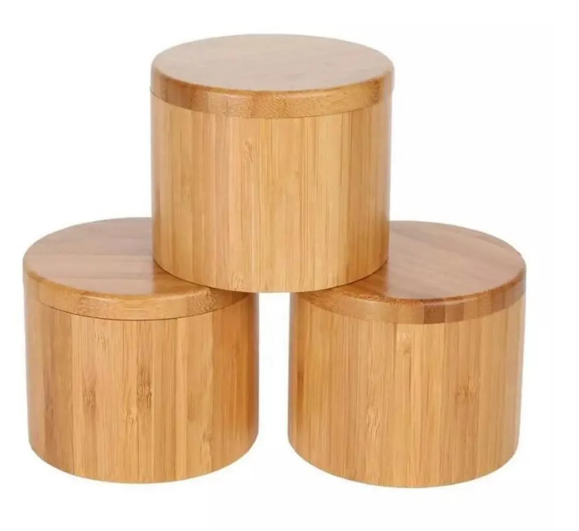 100% Organic Kitchen Storage Jars Bamboo Salt Container Factory Wholesale