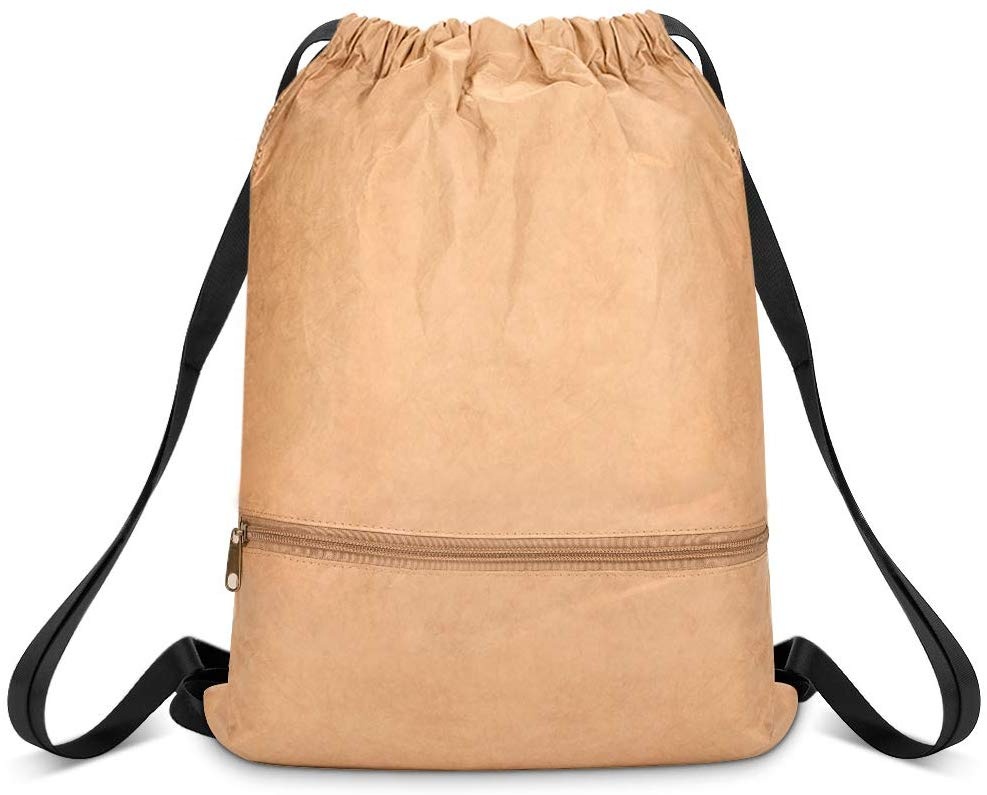 Drawstring tyvek рюкзак, Водонепроницаемый Tyvek сумка для тренажерного зала или путешествия, внутри карман на молнии,