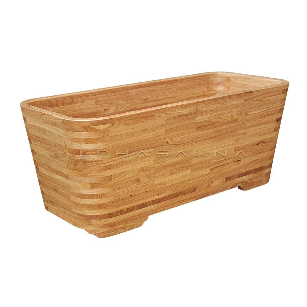 Simple Design Bathroom Cold Plunge Tub Pool Freestanding Solid Wooden Barrel Bathtub Wholesale