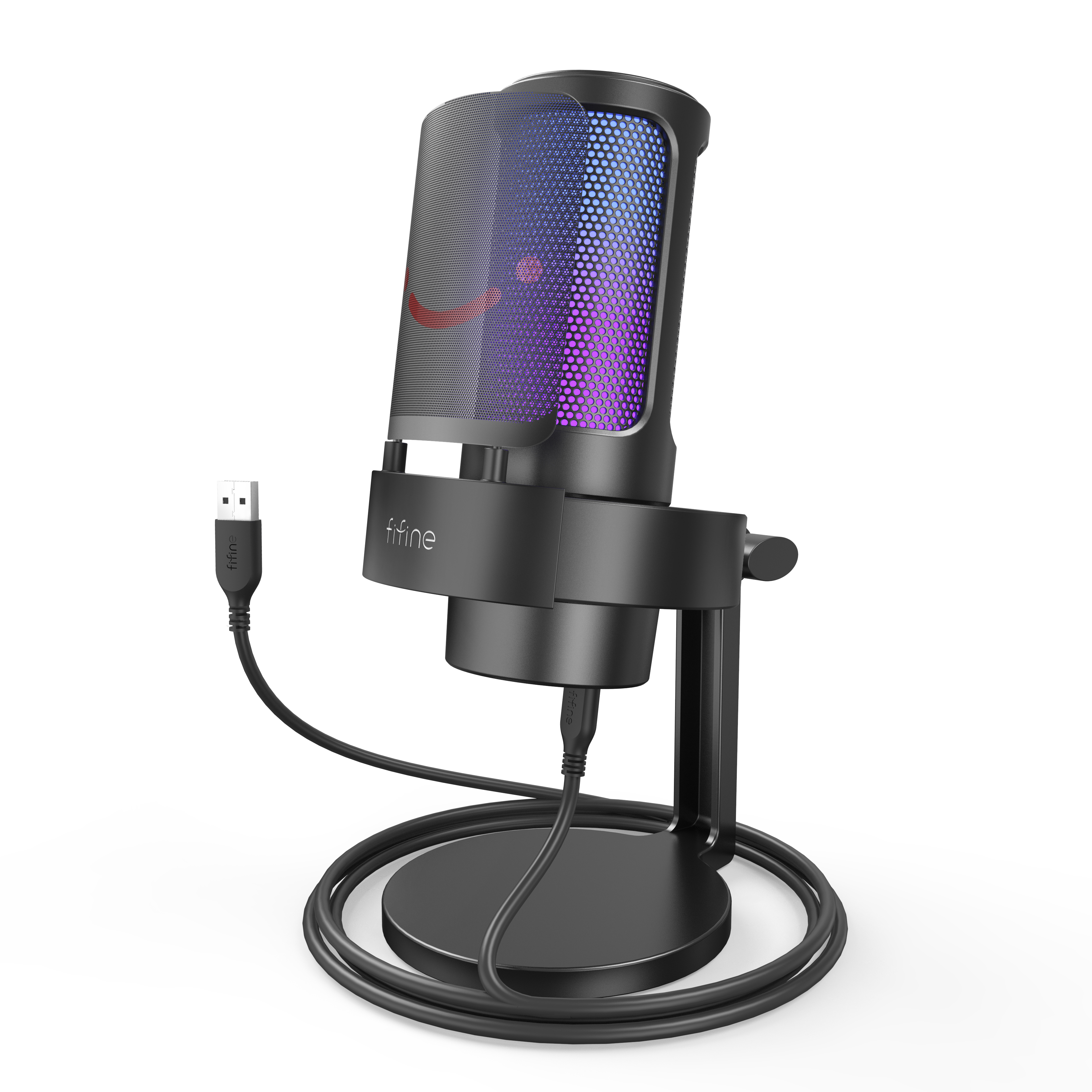 Профессиональный конденсаторный Usb-микрофон Fifine, микрофон для записи, Youtube, Rgb подсветка, игровой Студийный микрофон