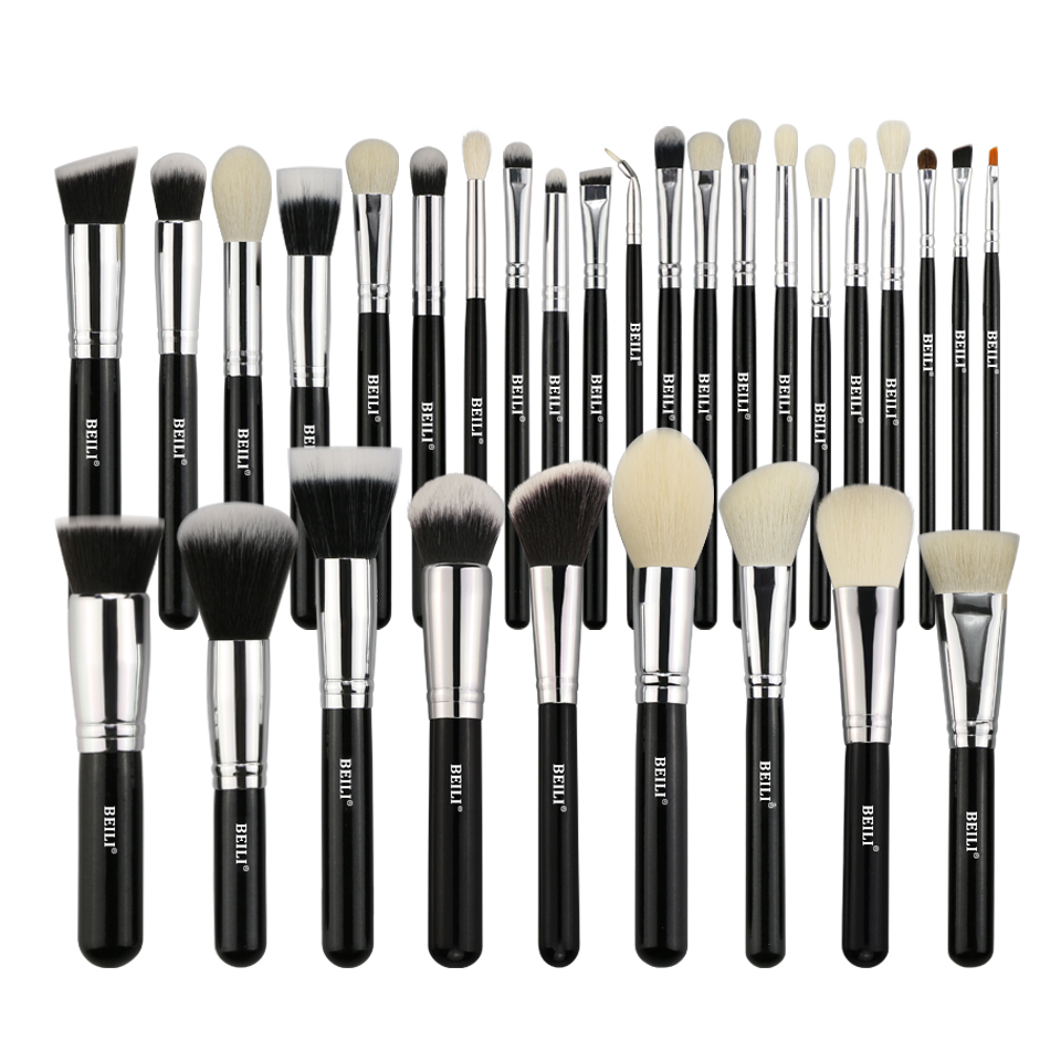 BEILI New Arrival Black Handle Natural Hair 5-30PCS Wholesale Private Label Makeup Brushes Set Foundation /Eye brushes