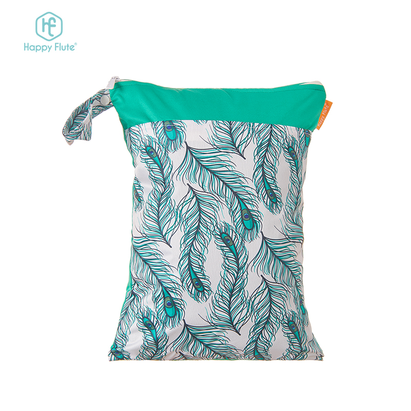 Happy Flute Baby Diaper Bag Printed Waterproof Wet Dry Nappy Zipper Handbag