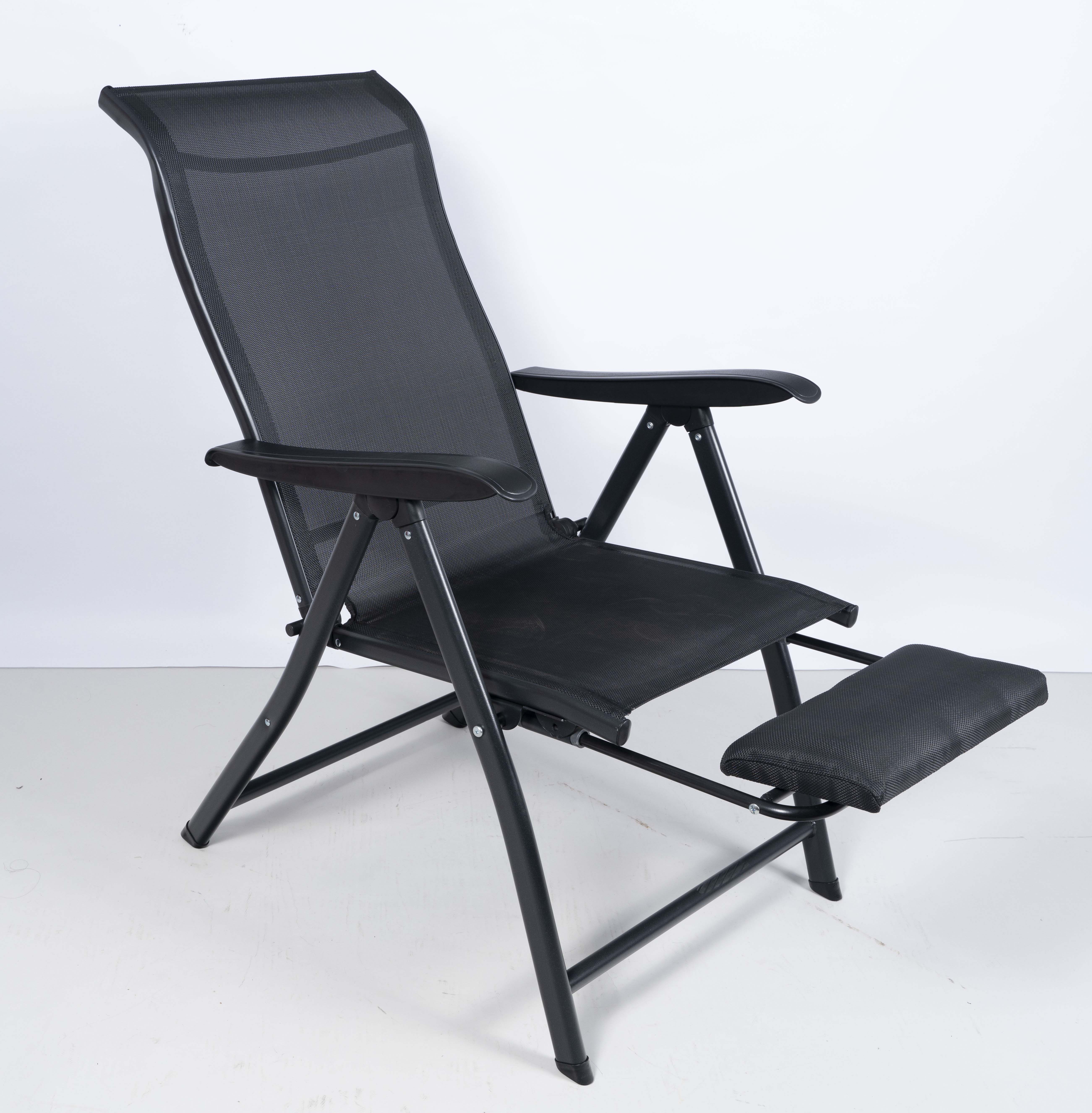 Outdoor Adjustable Metal Chair Arm Folding Garden Chair with Footrest