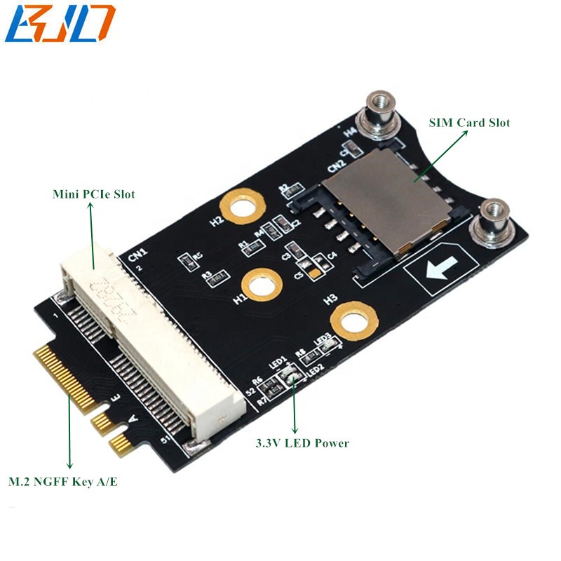 2020 New Mini PCIe PCI-E to M.2  NGFF  Key A/E Adapter With SIM Card Slot for 3G/4G/WLAN/LTE Wireless Module   WiFi Module
