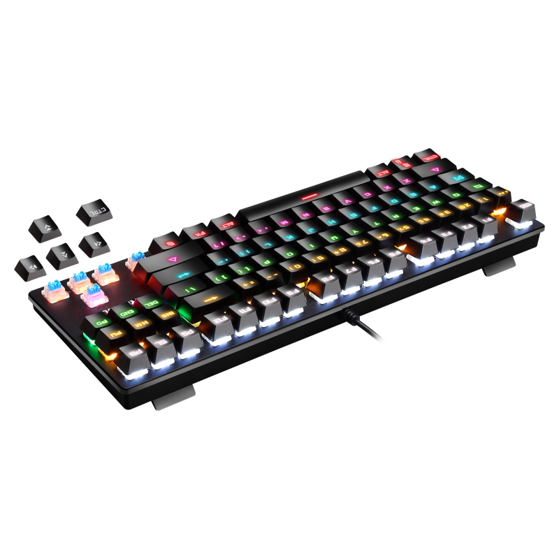 Mechanical Gaming Keyboard LED Rainbow Gaming 87 Anti-ghosting Keys Backlit keyboard