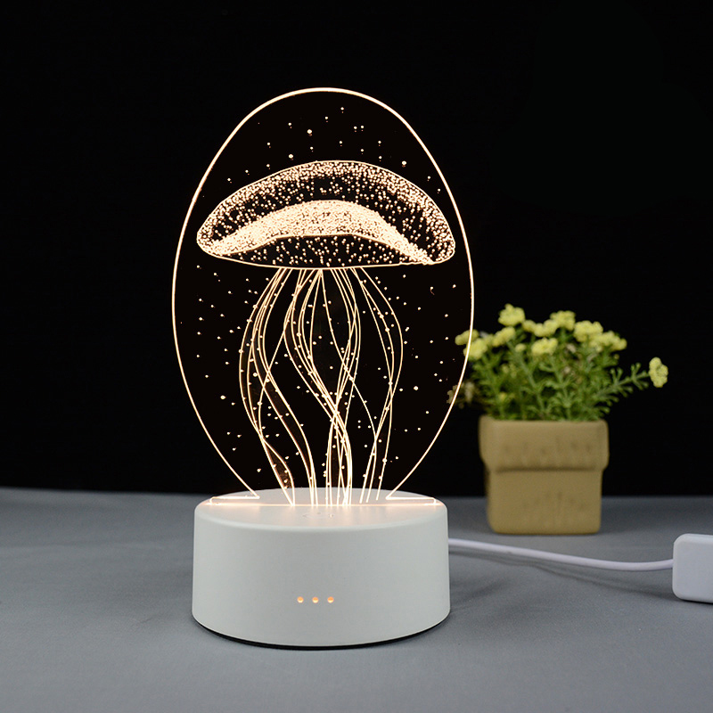 3D Optical illusion acrylic led light 3 CCT Creative LED Visual Night Light with round base