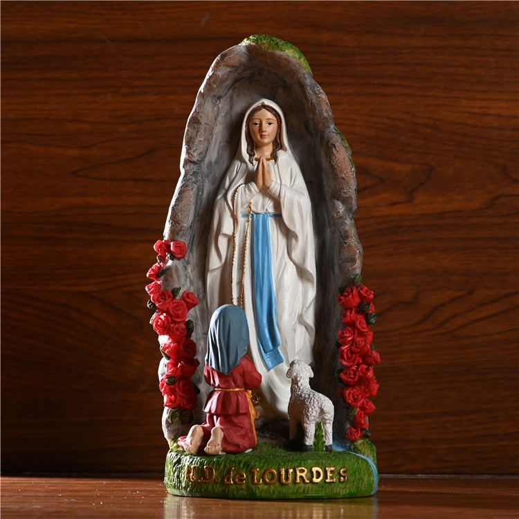Смола N.D. LOURDES Оптовые католические религиозные предметы католические статуи Мэри оптом
