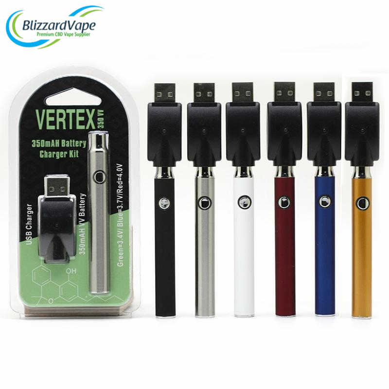 Vertex Регулируемое напряжение 510 Cbd Vape Pen батарея 350 мАч с кнопкой LED light