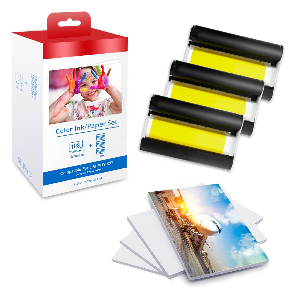 Совместимая чернильная кассета Canon Selphy CP1300 CP1200 CP1000 CP910 для фотобумаги Selphy CP1300, набор для фото принтера KP108