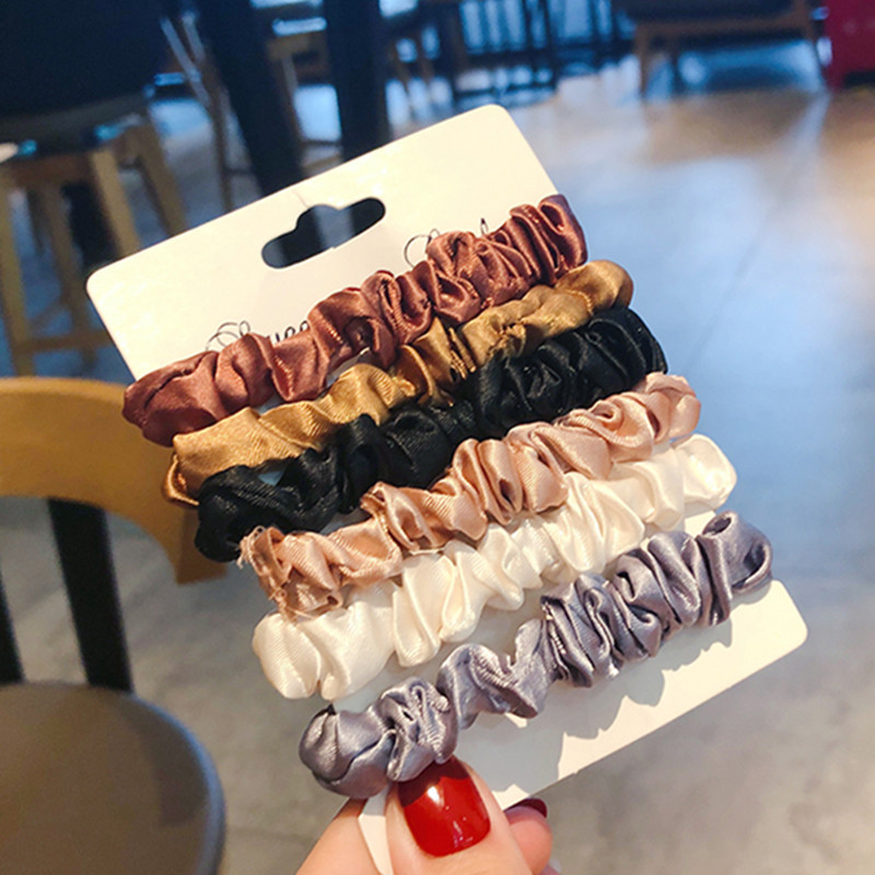 PH-084 девочек простота большой Scrunchies Роскошные винтажные женские аксессуары для волос эластичные шелковые волосы галстук-бабочка, комплект