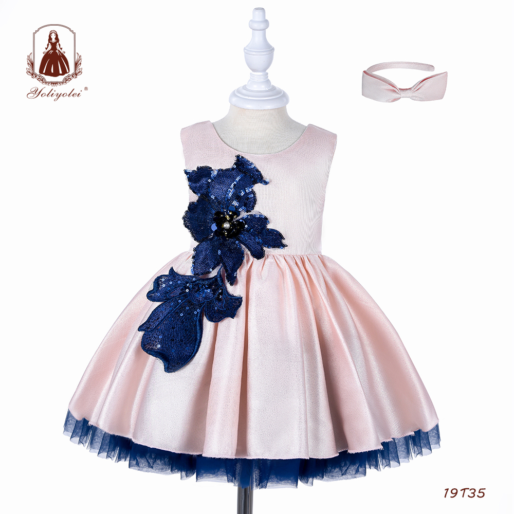 2-5 Years Polyester/Cotton Layered Formal Girl Ball Gown Party Flowergirl Dress With Big Flower