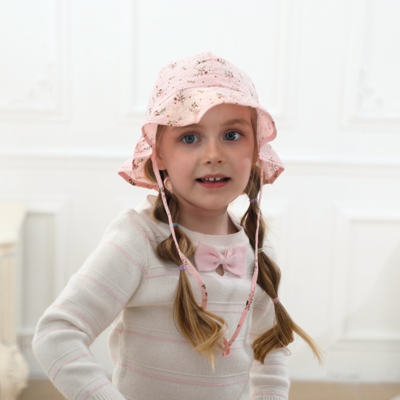 pretty popular allover and the material of cotton Baby hat UPF sun protection toddler flap hat