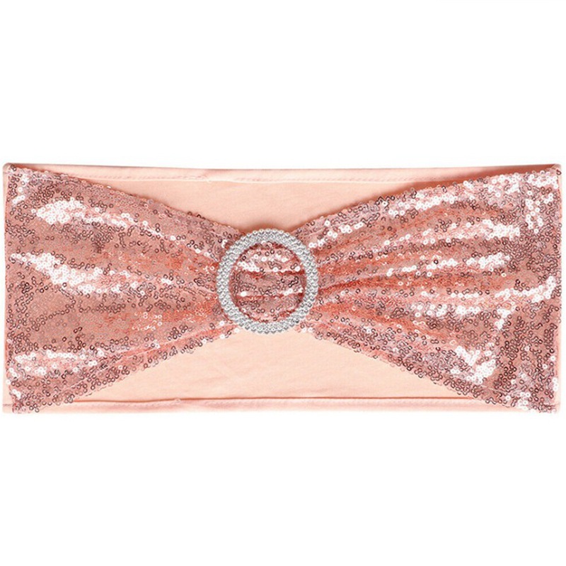 Elastic Sequin Stretch Shiny Chair Bows Bands Chair Sashes Cover Ties for Wedding Banquet