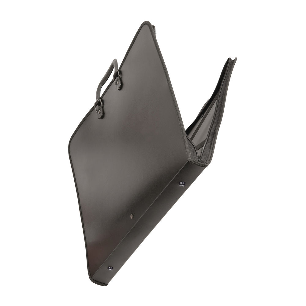Black A1 large zip PP PU or Nylon art portfolio case with carrying handle