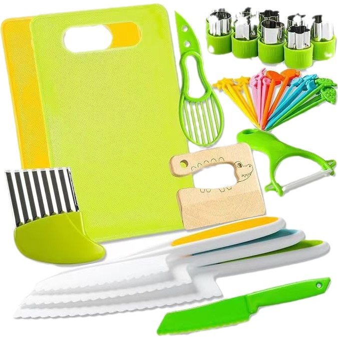40pcs Cheap Montessori Small Safe Knife Kid Plastic Kitchen Gadgets Accessories Cooking Toy Small Equipment Set For Kid