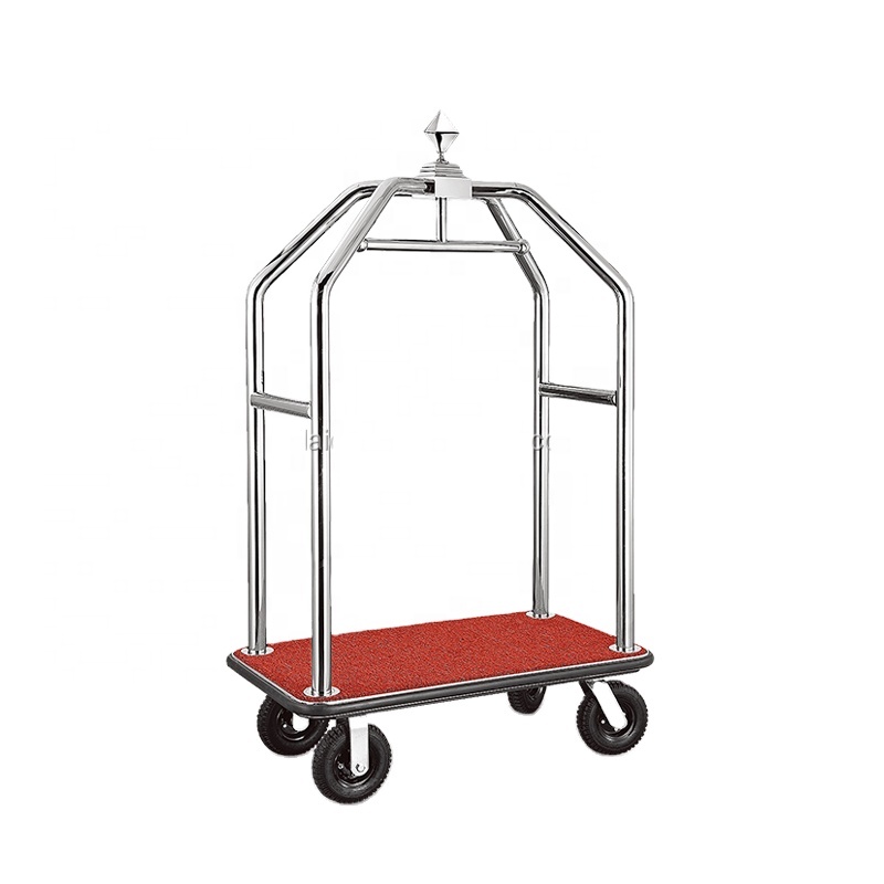 LAICOZY Hotel Lobby Stainless Steel Bell Boy Bellman Cart Luggage Trolley