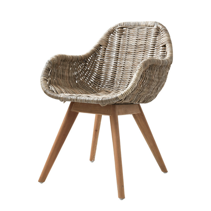 Nordic cane woven table and chair three pieces of leisure balcony simple tea table combination of small family cane chair leisur