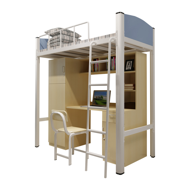 College Apartment Bed Furniture Metal Loft Bed With Desk