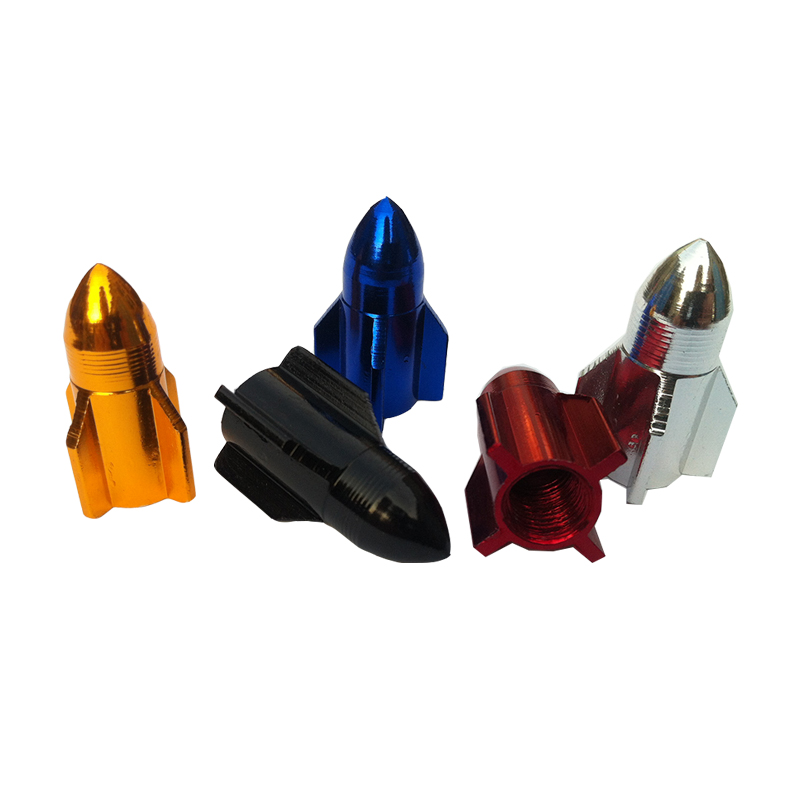 Aluminum Alloy Rocket shape tire tube valve cap Car Tire Dustproof Caps Colorful Valve Cap