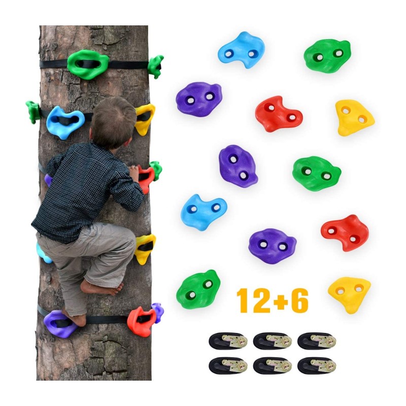 Outdoor ninja tree climbing holds with ratchet straps backyard wall rock climbing holds for kids