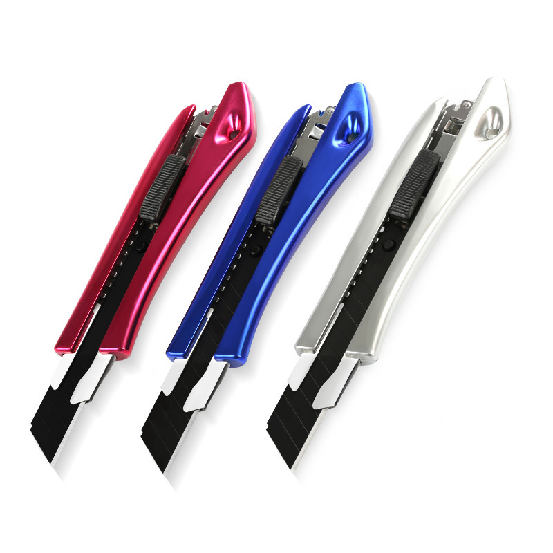 Comfort grip plastic handle sliding retractable utility knife cutter paper Sliding cutter, art stationery paper cutter knife