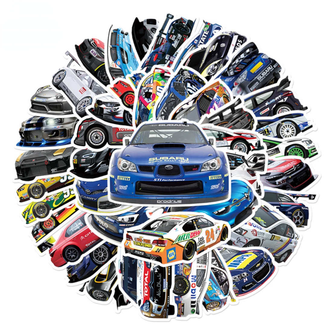 51PCS Hot Sale Waterproof Die Cut Racing Sticker Set For Laptop Skateboard Bottle Sticker Pack JDM Label Sheet Hot Rod Tuners
