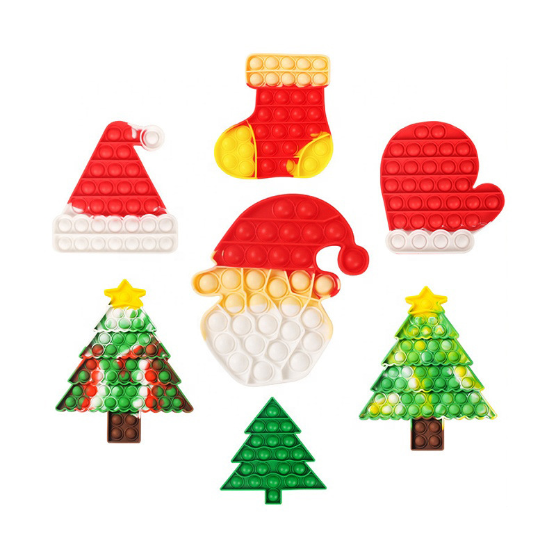 Amazon Christmas Silicone Push Bubble Fidget Sensory Toy Fidget Simple Stress Push Bubble Fidget Toys Set