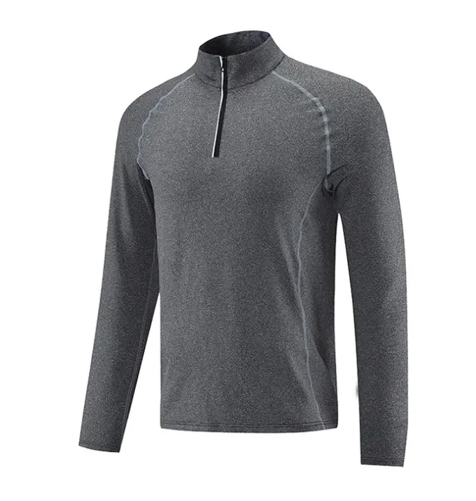 Men's outdoor exercise long sleeve pullover quarter zip shirts