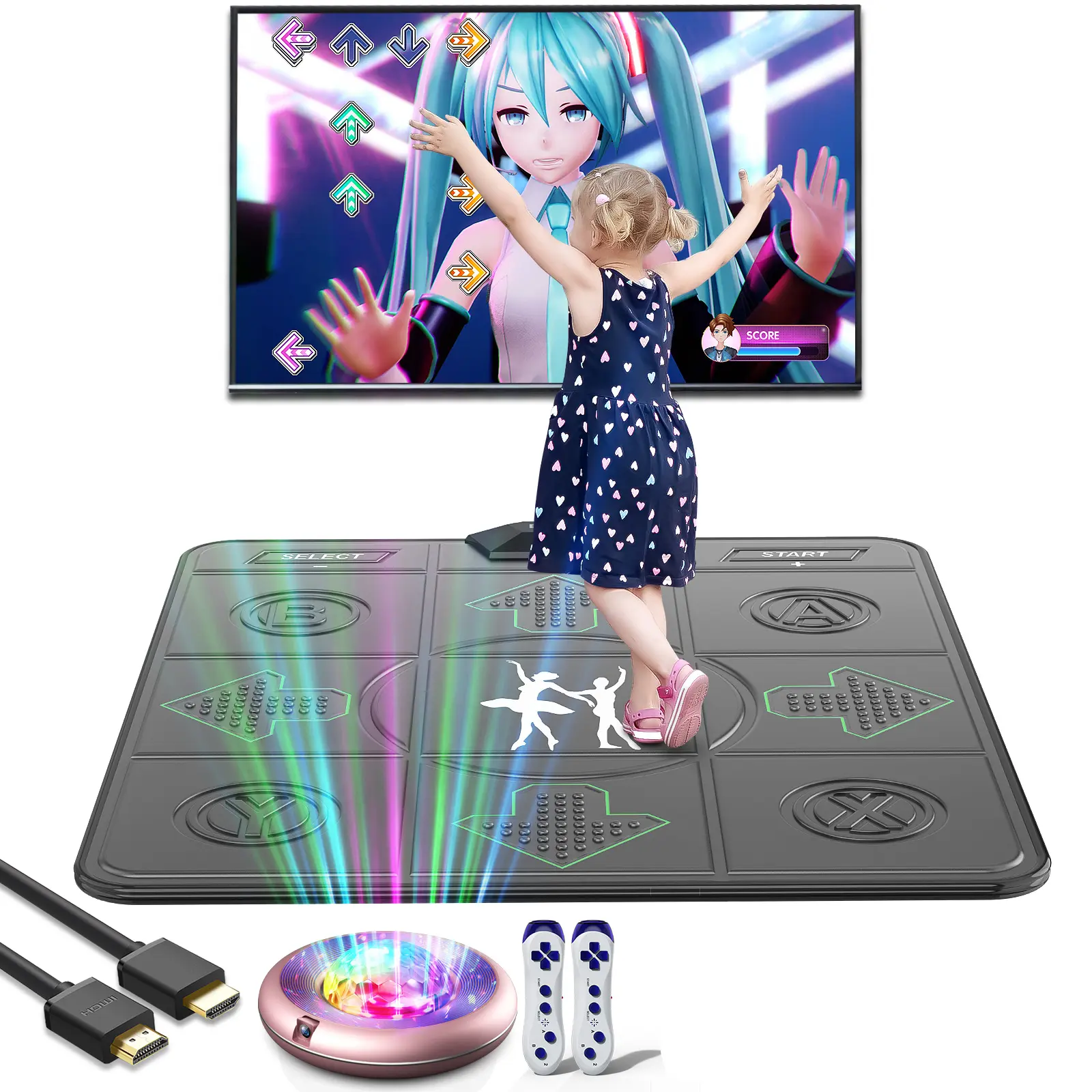 HDMI TV Computer Wireless Dance Mat Game for Adult Kids Boys Girls Dance Floor Portable Musical Blanket Pad