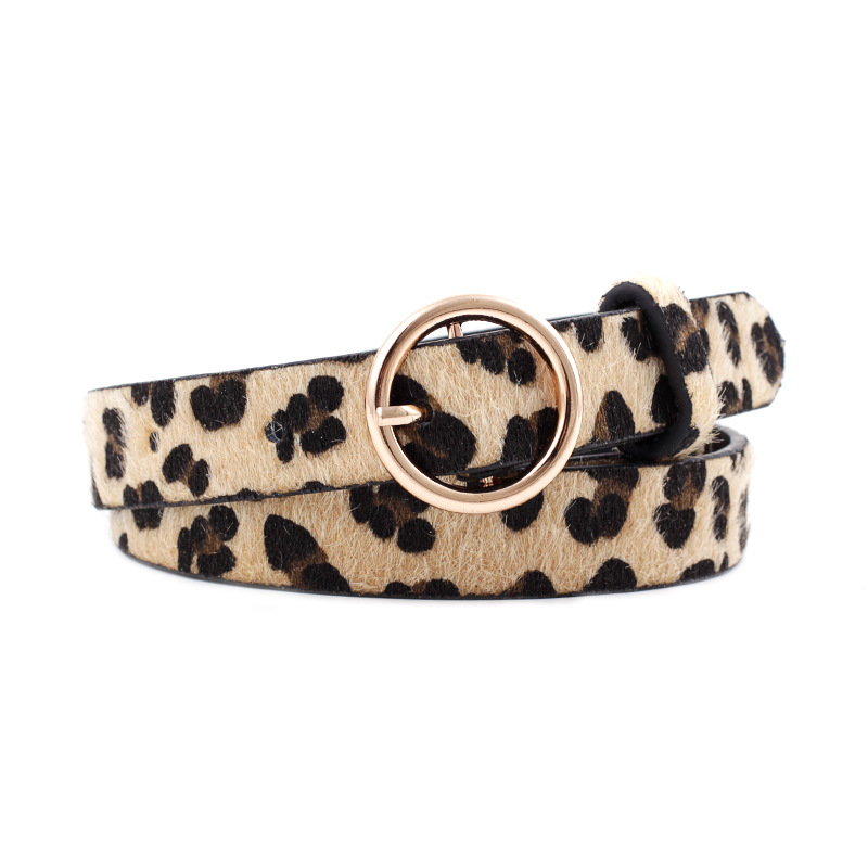 Custom Animal Skin Pattern PU Plush Belt Women Fashion Thin Leather Leopard Belt
