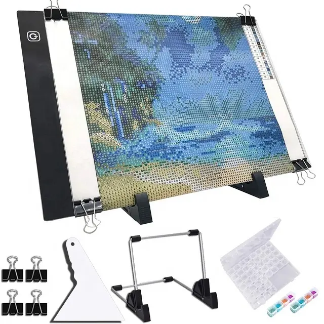Diamond Painting A4 LED Light Pad Kit, LED Artcraft Tracing Light Table, Tools and Accessories Kit for Full Drill