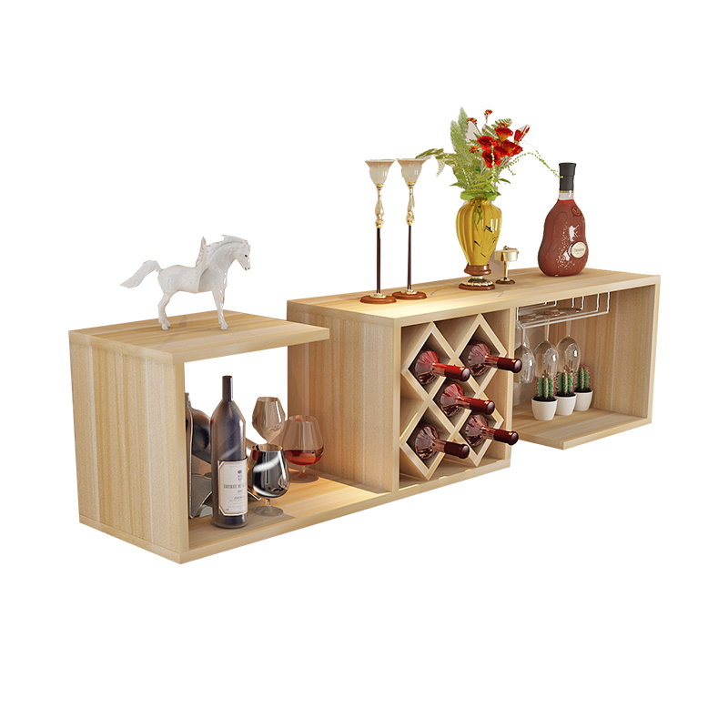Handmade simple living room furniture Wine Shelf Red Wine Wall Hanging Rack Wood Wall Mounted wine Bottle Holder Display Rack