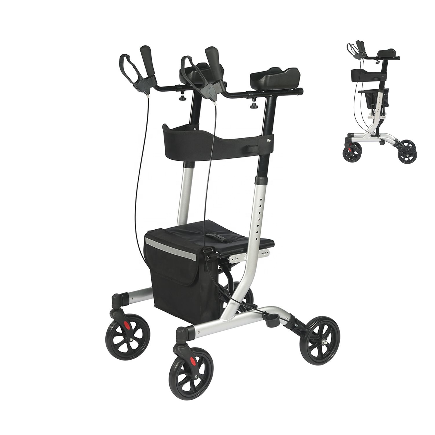 Вертикальный Walker стоьте вверх складной Rollator Уокер с 8inchwheels спинки сиденья и Мягкие подлокотники вызова неотложной помощи для пожилых людей и взрослых TRA02C