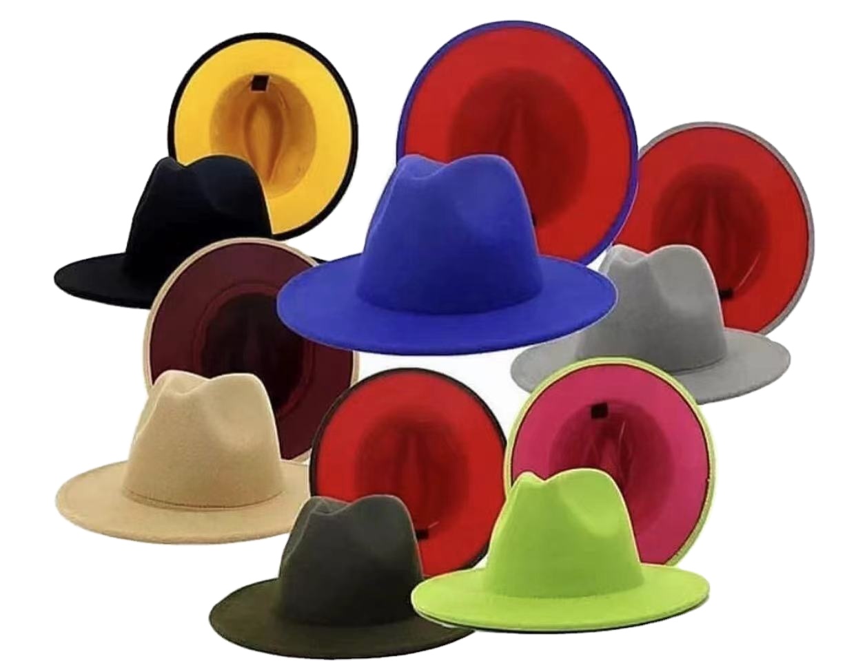 2021fashion Women Polyester Cotton Hats Two Color Wide Brim Felt hot sale Fedora Hat Wholesale Fedora Hat for women men party